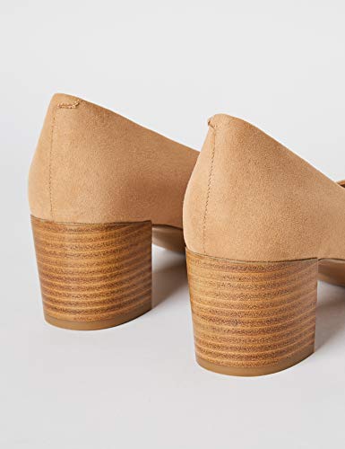 FIND Block Heel Round Toe Zapatos de Tacón, Marrón (Camel), 38 EU