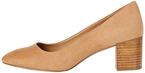 FIND Block Heel Round Toe Zapatos de Tacón, Marrón (Camel), 38 EU