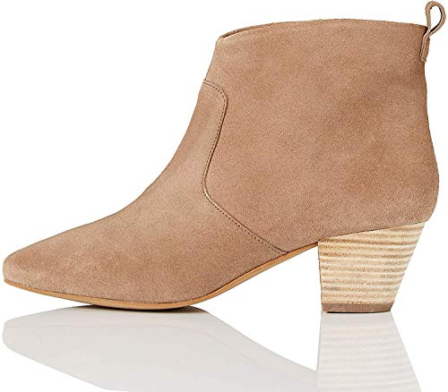 find. Botín de Ante con Tacón Western Mujer, Beige (Taupe Taupe), 40 EU