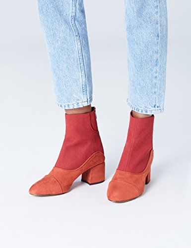 find. Botines Años 60 Efecto Ante con Cremallera Mujer, Multicolor (Rust/red), 41 EU