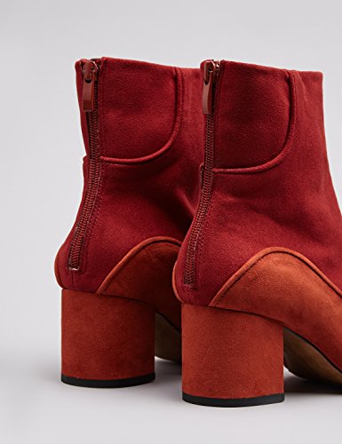 find. Botines Años 60 Efecto Ante con Cremallera Mujer, Multicolor (Rust/red), 41 EU