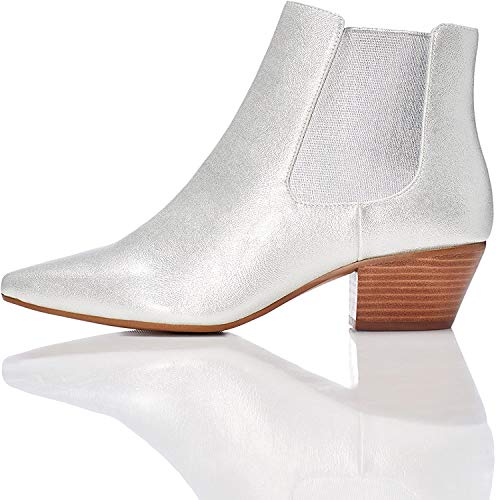 find. Botines Metalizados para Mujer, Plateado (Silver), 39 EU
