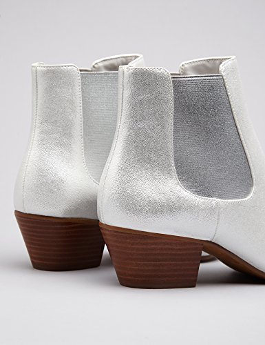 find. Botines Metalizados para Mujer, Plateado (Silver), 41 EU