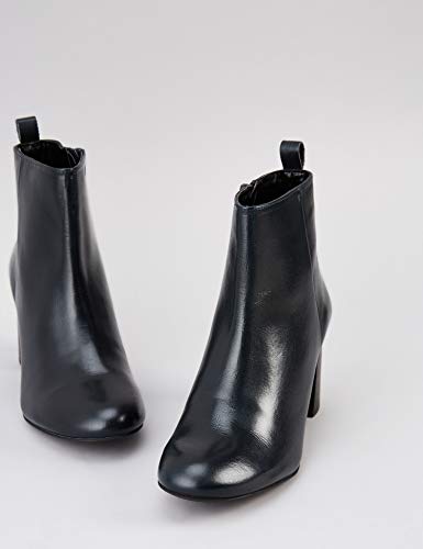 find. High Leather Ankle Botines, Azul Navy, 39 EU
