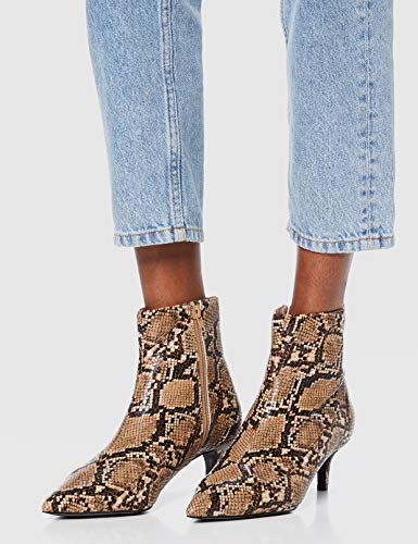 find. Kitten Heel Point Toe Animal Botines, Marrón Natural Snake, 39 EU