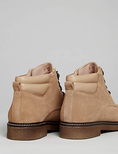 find. Lace Up Leather Gumsole Botines, Beige Sand, 39 EU