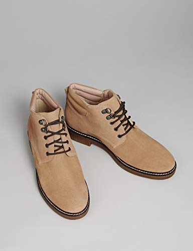 find. Lace Up Leather Gumsole Botines, Beige Sand, 39 EU
