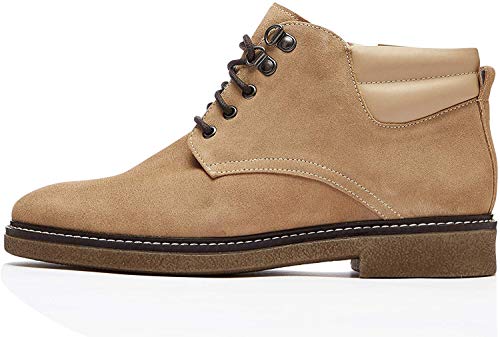 find. Lace Up Leather Gumsole Botines, Beige Sand, 39 EU