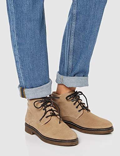 find. Lace Up Leather Gumsole Botines, Beige Sand, 39 EU
