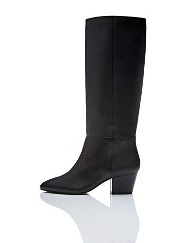 find. Leather Botas Mosqueteras, Negro Black, 40 EU