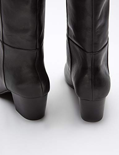 find. Leather Botas Mosqueteras, Negro Black, 40 EU