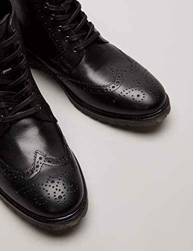 find. Leather Cleated Brogue Botas Estilo Motero, Negro Black, 41 EU