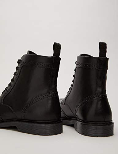 find. Leather Cleated Brogue Botas Estilo Motero, Negro Black, 41 EU