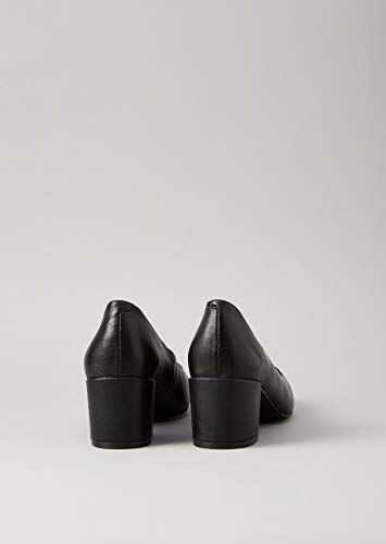 find. Leather Round Toe Block Heel Court Zapatos de Tacón, Negro Black, 38 EU