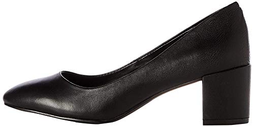 find. Leather Round Toe Block Heel Court Zapatos de Tacón, Negro Black, 38 EU