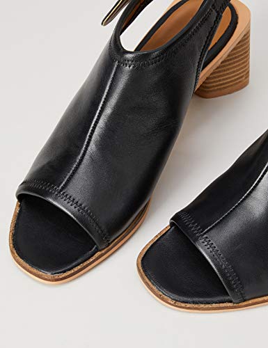 FIND Leather Shoe Sandalias de Punta Descubierta, Negro (Black), 36 EU
