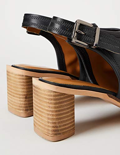 FIND Leather Shoe Sandalias de Punta Descubierta, Negro (Black), 36 EU