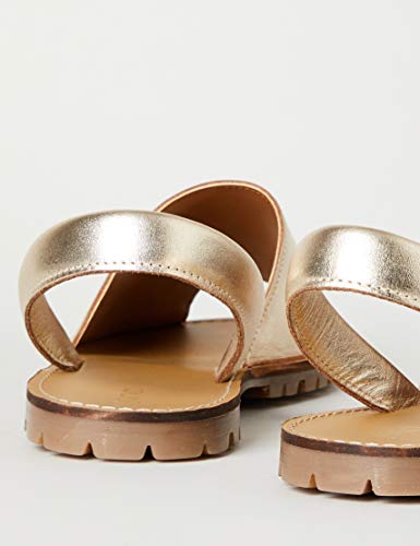 FIND Menorcan Leather Sandalias de Punta Descubierta, Dorado (Gold), 38 EU