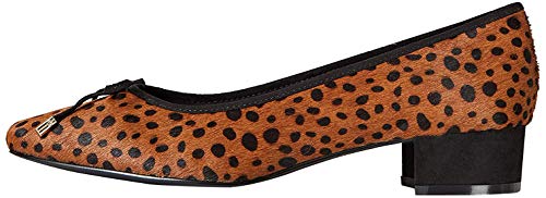 find. Mini Heel Leather Ballet Zapatos de Tacón, Marrón Leopard, 37 EU