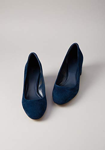 find. Round Toe Block Heel Leather Court Zapatos de Tacón, Azul Navy, 39 EU