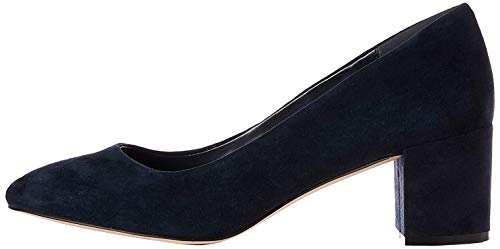 find. Round Toe Block Heel Leather Court Zapatos de Tacón, Azul Navy, 39 EU