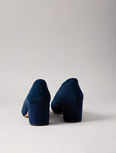 find. Round Toe Block Heel Leather Court Zapatos de Tacón, Azul Navy, 39 EU