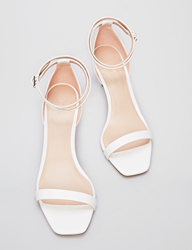 find. Sandalia de Tiras con Tacón Mujer, Blanco (White), 39