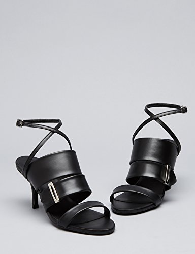 find. Sandalias de Piel Abiertas para Mujer, Negro (Black), 39 EU