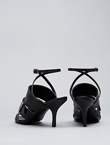 find. Sandalias de Piel Abiertas para Mujer, Negro (Black), 39 EU