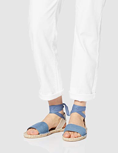 FIND Tie Up Flat Espadrille Alpargata, Azul (Denim), 36 EU