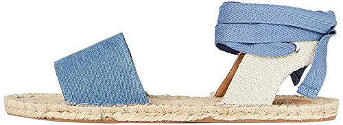 FIND Tie Up Flat Espadrille Alpargata, Azul (Denim), 36 EU