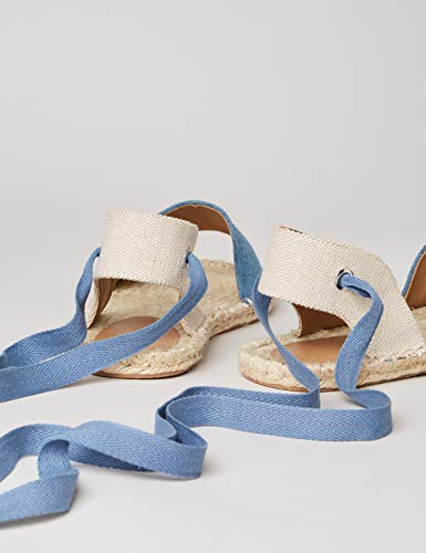 FIND Tie Up Flat Espadrille Alpargata, Azul (Denim), 40 EU