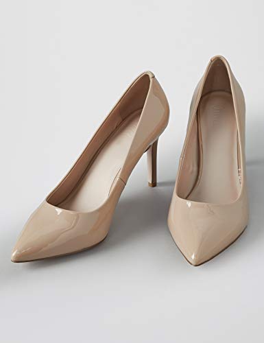 find. Wide Fit Point Court Shoe Zapatos de tacón con Punta Cerrada, Beige, 38 EU