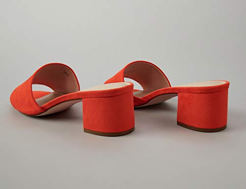 find. Wide Fit Simple Block Heel Mule Sandalias con Punta Abierta, Orange Coral, 39 EU