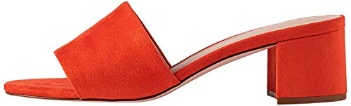 find. Wide Fit Simple Block Heel Mule Sandalias con Punta Abierta, Orange Coral, 39 EU
