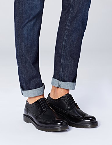 find. Zapato Piel Brogue con Calados para Hombre, Negro (Black), 43 EU