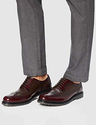 find. Zapato Piel Brogue con Calados para Hombre, Rojo (Burgundy), 44 EU