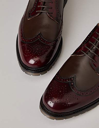 find. Zapato Piel Brogue con Calados para Hombre, Rojo (Burgundy), 44 EU