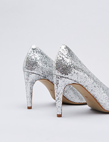 find. Zapatos de Tacón con Empeine Alto para Mujer, Plateado (Silver), 38 EU