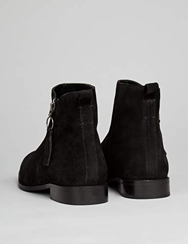 find. Zip Leather Botines, Negro Black, 39 EU