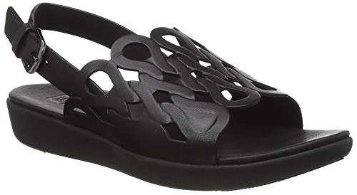 Fitflop Elodie Entwined Loops Back-Strap Sandals - Sandalia para Mujer, Negro (Black), 38 EU