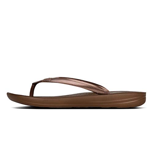 FitFlop Iqushion Ergonomic Flip Flops, Chanclas Mujer, Brown (Bronze 012), 42 EU