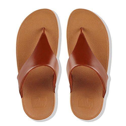 FitFlop Lulu Leather Toepost, Sandalias con Plataforma Mujer, Marrón (Caramel 098), 40 EU
