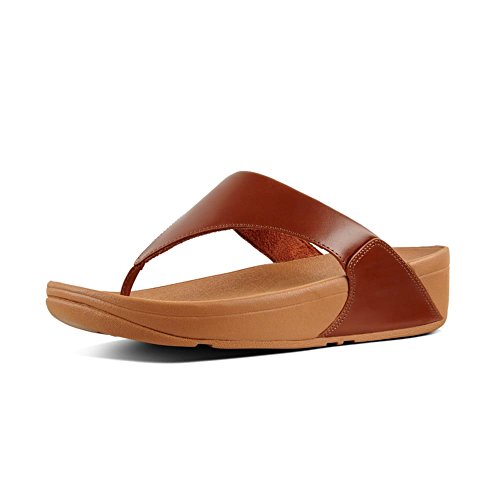 FitFlop Lulu Leather Toepost, Sandalias con Plataforma Mujer, Marrón (Caramel 098), 40 EU