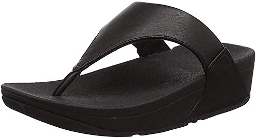 FitFlop Lulu Leather Toepost, Sandalias con Plataforma Mujer, Negro (Black 001), 38 EU