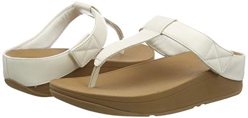 FitFlop Mina Adjustable Toe Post-Leather, Sandalias de Punta Descubierta Mujer, Blanco (Ss20 Jet Stream 031), 38 EU