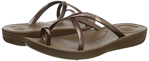 FitFlop Prima Iqushion Cross Slide-Pearlised, Chanclas Mujer, Marrón (Bronze 012), 36 EU