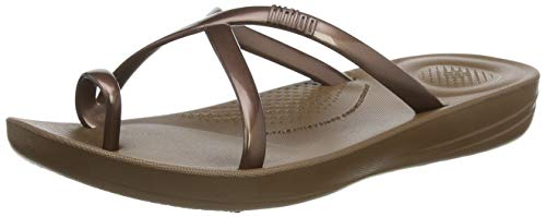 FitFlop Prima Iqushion Cross Slide-Pearlised, Chanclas Mujer, Marrón (Bronze 012), 36 EU