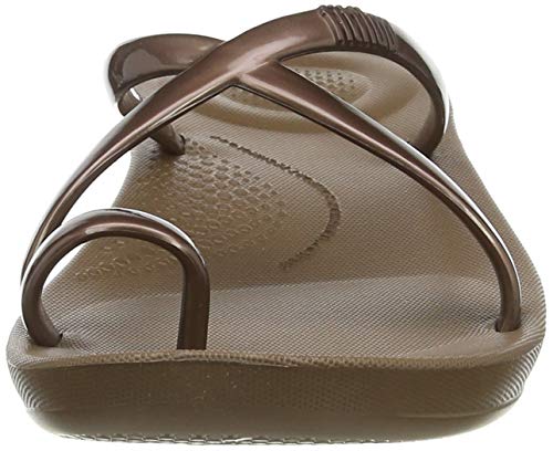 FitFlop Prima Iqushion Cross Slide-Pearlised, Chanclas Mujer, Marrón (Bronze 012), 36 EU