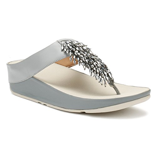 Fitflop Rumba TM Toe-Thong Sandals Crystal, Sandal Mujer, 38 EU